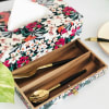 Floral Tissue Box With Cutlery Organizer - Single Piece Online