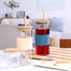 Glass Tumbler With Bamboo Straw And Lid - Assorted - Single Piece Online