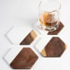 Hexagon Marble And Rosewood Coasters - Set Of 4 Online