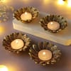 Lotus Metal T-Light Holders With T-Lights (Set of 4+4) Online