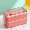 Lunch Box - 3 Layer - Wheat Straw - Pink - Single Piece Online