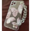 Phone Case With Wrist Strap Chain - Butterfly - Transparent - Single Piece Online