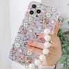 Phone Case With Wrist Strap Chain - Floral - Faux Pearls - Single Piece Online