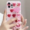 Phone Case With Wrist Strap Chain - Geometric - Pink Hearts - Single Piece Online