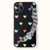 Phone Case With Wrist Strap Chain - Hearts - Black - Single Piece Online