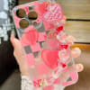 Phone Case With Wrist Strap Chain - Nice - Pink Hearts - Single Piece Online