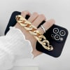 Phone Case With Wrist Strap Chain - Solid Black - Golden - Single Piece Online