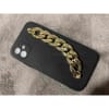 Phone Case With Wrist Strap Chain - Solid Black - Golden - Single Piece Online