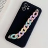 Phone Case With Wrist Strap Chain - Solid Black - Single Piece Online