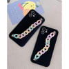 Phone Case With Wrist Strap Chain - Solid Black - Single Piece Online