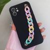 Phone Case With Wrist Strap Chain - Solid Black - Single Piece Online