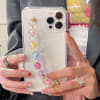 Phone Case With Wrist Strap Chain - Transparent - Multicolor Hearts - Single Piece Online