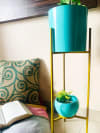 Buy Planter - 2 Layered - Golden Stand - Sky Blue - Single Piece