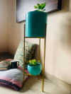 Shop Planter - 2 Layered - Golden Stand - Sky Blue - Single Piece