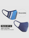 Gift Reversible Cotton Face Mask - Flat Dust Masks - Blue And White