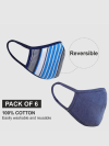 Shop Reversible Cotton Face Mask - Flat Dust Masks - Blue And White