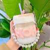 Sipper Bottle With Spiral Straw And Pearl String Handle - Pink - Single Piece Online