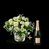 Stylish white bouquet with Champagne. Online