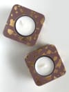 Gift Tealight Holder - Burgundy - Set Of 2