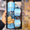 Vacuum Flask With 2 Cups - Blue - Single Piece Online