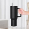 Vacuum Insulated Stainless Steel Tumbler With Straw And Handle - Black - Single Piece Online