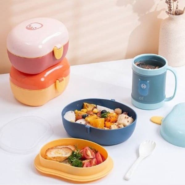 2-Layered Lunch Box - Plastic - Blue - Single Piece