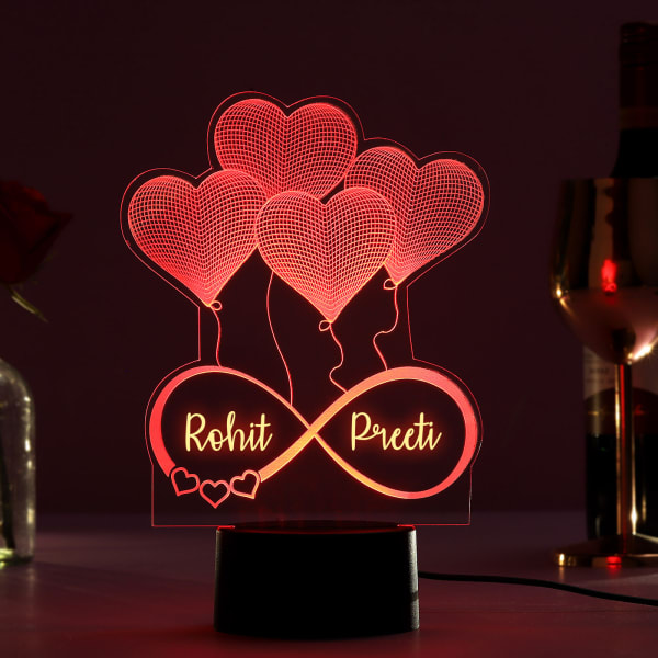 All Hearts Personalized Multicolored LED Lamp