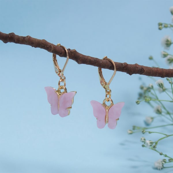 Alluring Pink Butterfly Earrings