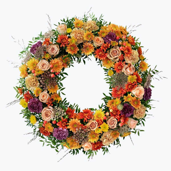 Autumn Funeral Wreath 240441 w. ribbon