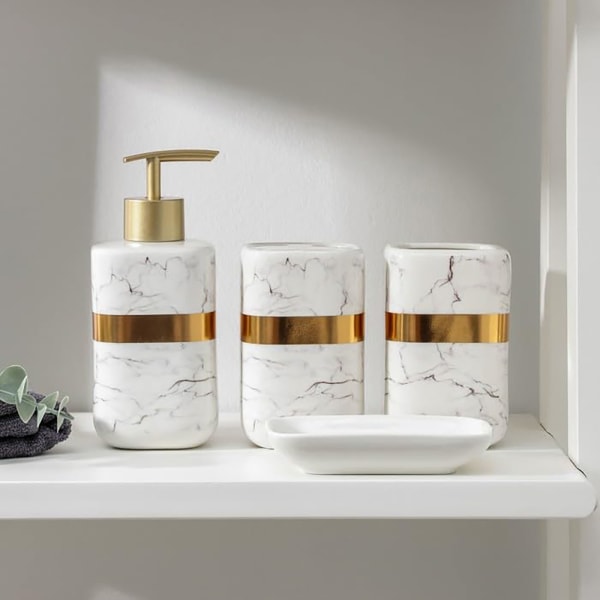 Bathroom Accessories - Ceramic - Assorted - Set Of 4