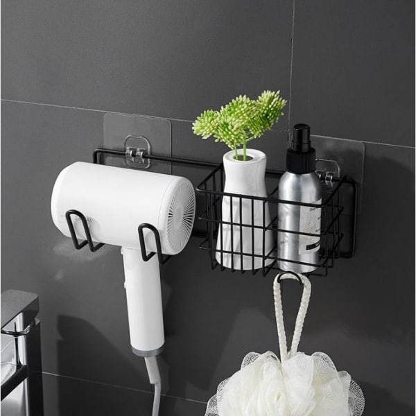 Bathroom Rack With Hair Dryer Holder - Metal - Single Piece