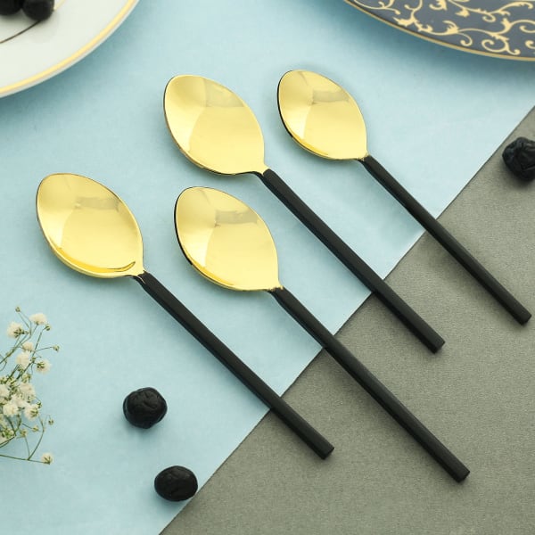 Bold Black Dessert Spoons (Set of 4)