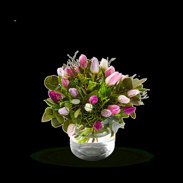 Bouquet with tulips in pastel