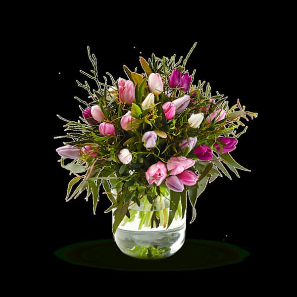 Bouquet with tulips in pastel