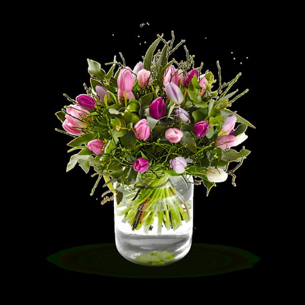 Bouquet with tulips in pastel