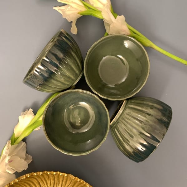 Bowl Set - Dual Tone - Green - Ceramic