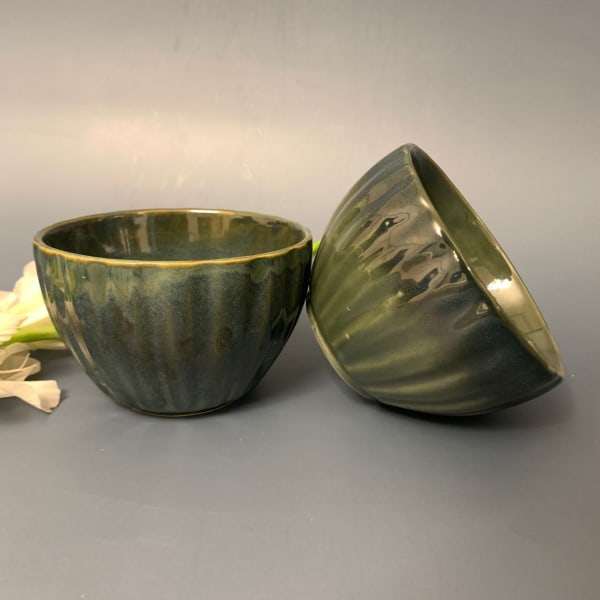 Bowl Set - Dual Tone - Green - Ceramic