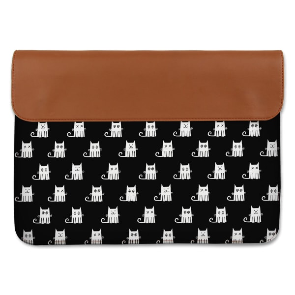 Canvas Laptop Sleeve - White Cats With Black Background