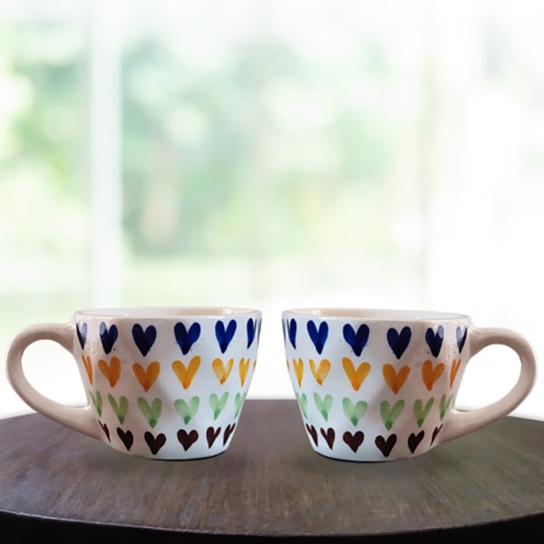 Ceramic Cup - Heart Print - Assorted - Single Piece