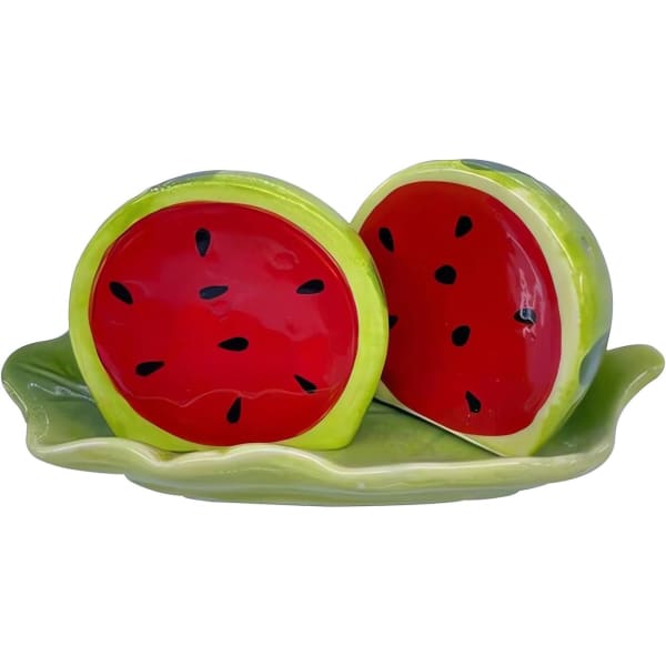 Ceramic Salt Pepper Shaker With Tray - Watermelon - Assorted - Single Piece