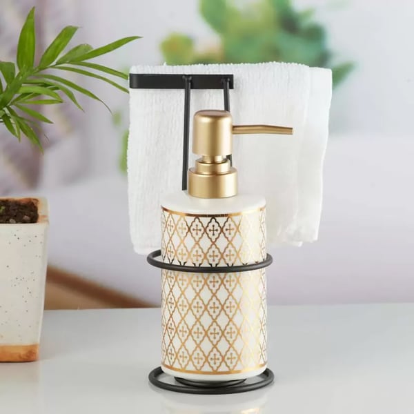 Ceramic Soap Dispenser With Towel And Stand - Assorted - Single Piece