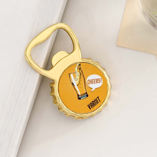 Cheers Magnetic Bottle Opener - Personalized - Yellow