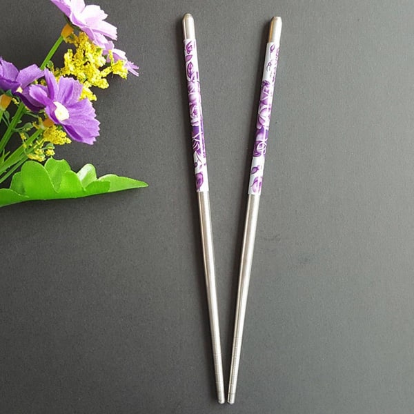 Chopsticks - Floral Pair - Reusable Eco-Friendly Stainless Steel