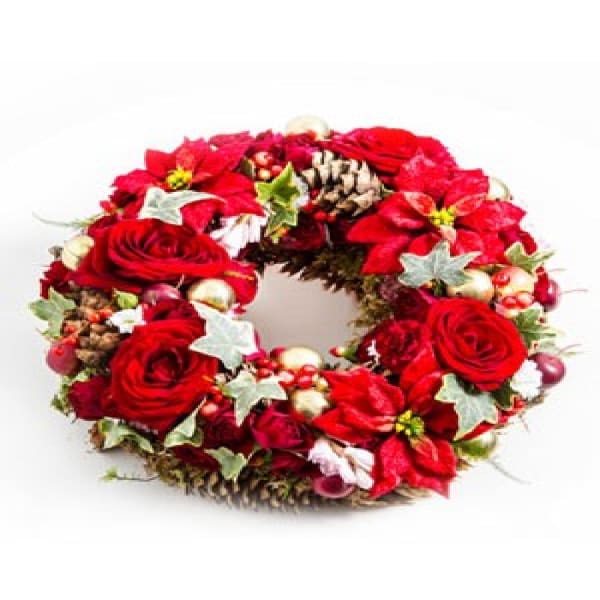 Christmas Wreath with Flowers