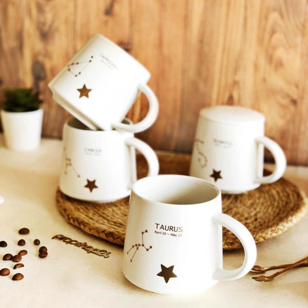 Coffee Mug With Lid And Spoon - Star Sign Constellation - Single Piece