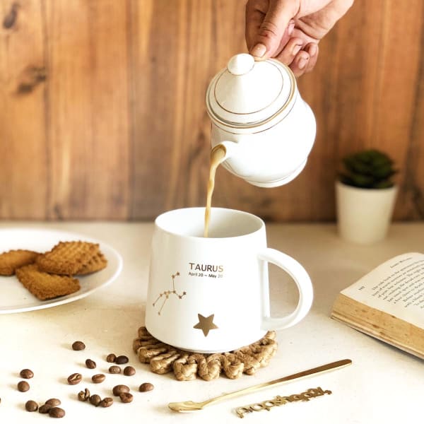 Coffee Mug With Lid And Spoon - Star Sign Constellation - Single Piece