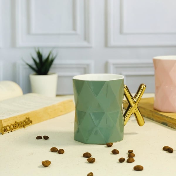 Coffee Mug - X Shaped Handle - Ceramic - 350ml