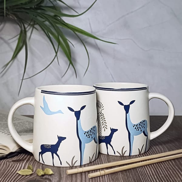 Deer Print Ceramic Mug - Single Piece - 300ml