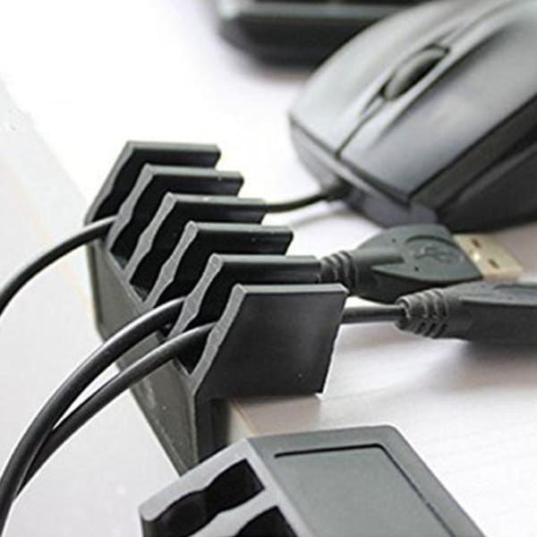 Desk Cable Clip Cord Divider - Black - Set Of 2