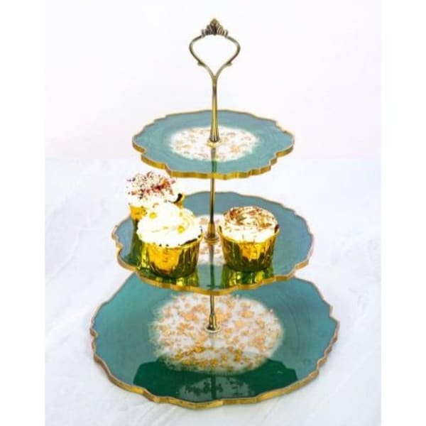 Dessert Stand - 3 Tier - Emerald - Single Piece